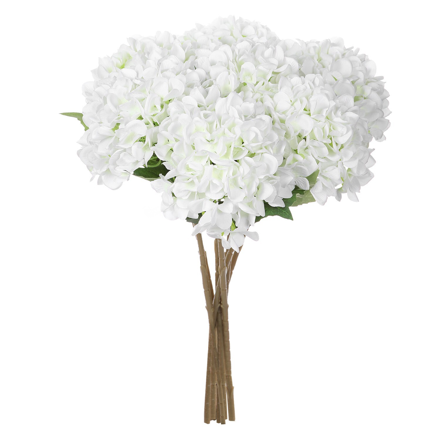 EZFLOWERY 5 Pcs Artificial Silk Hydrangea Flowers 18” Bouquet Arrangement White