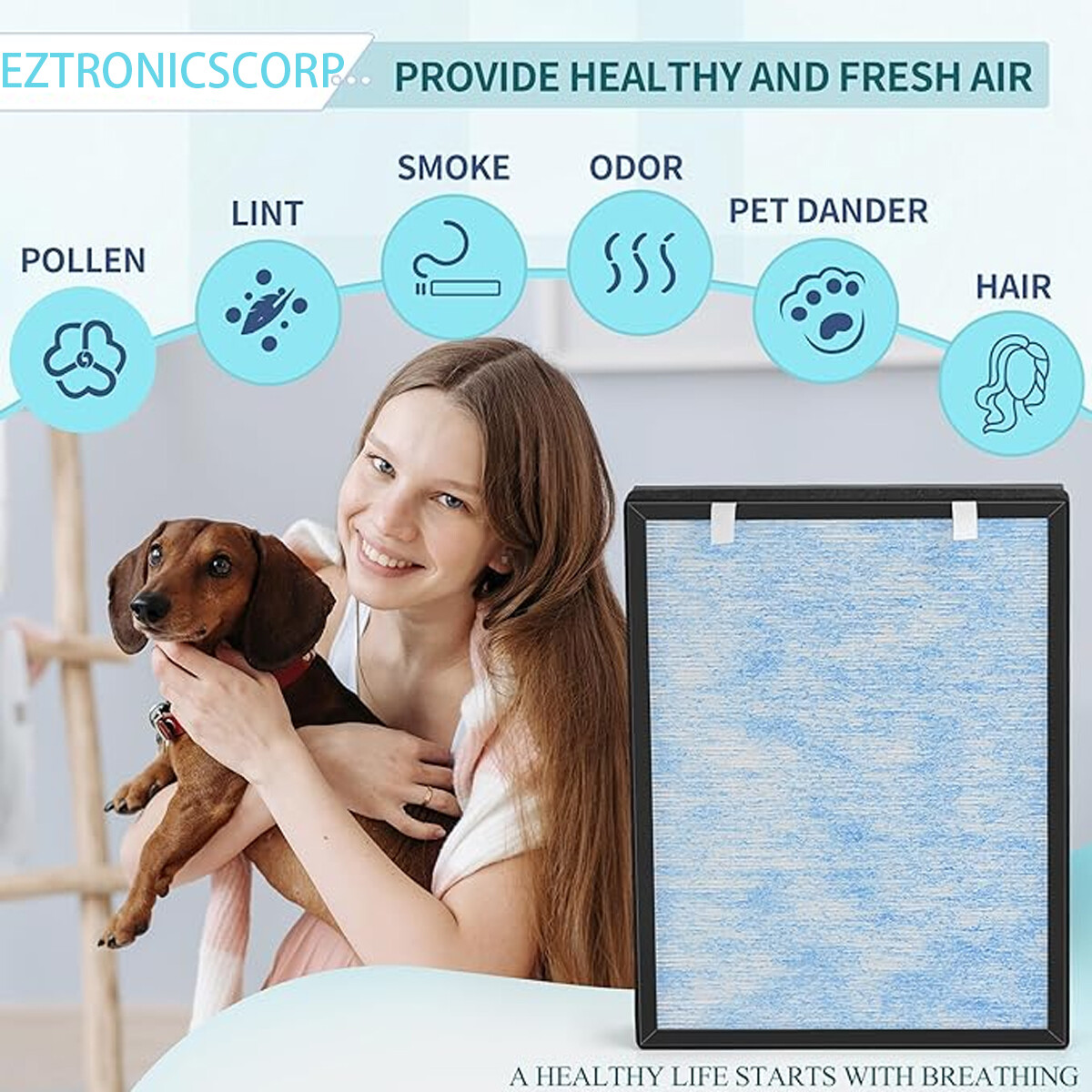 HSP002 Replacement Filter Compatible with HSP002 Air Purifi-er 4 Stages HEPA