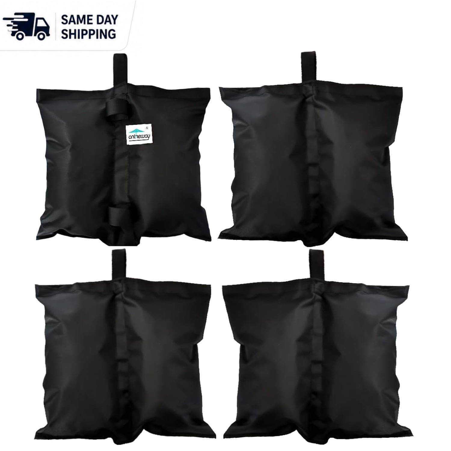 4 Black Sand Bags – Waterproof, 25 lbs Max- Heavy Duty Tent Weights