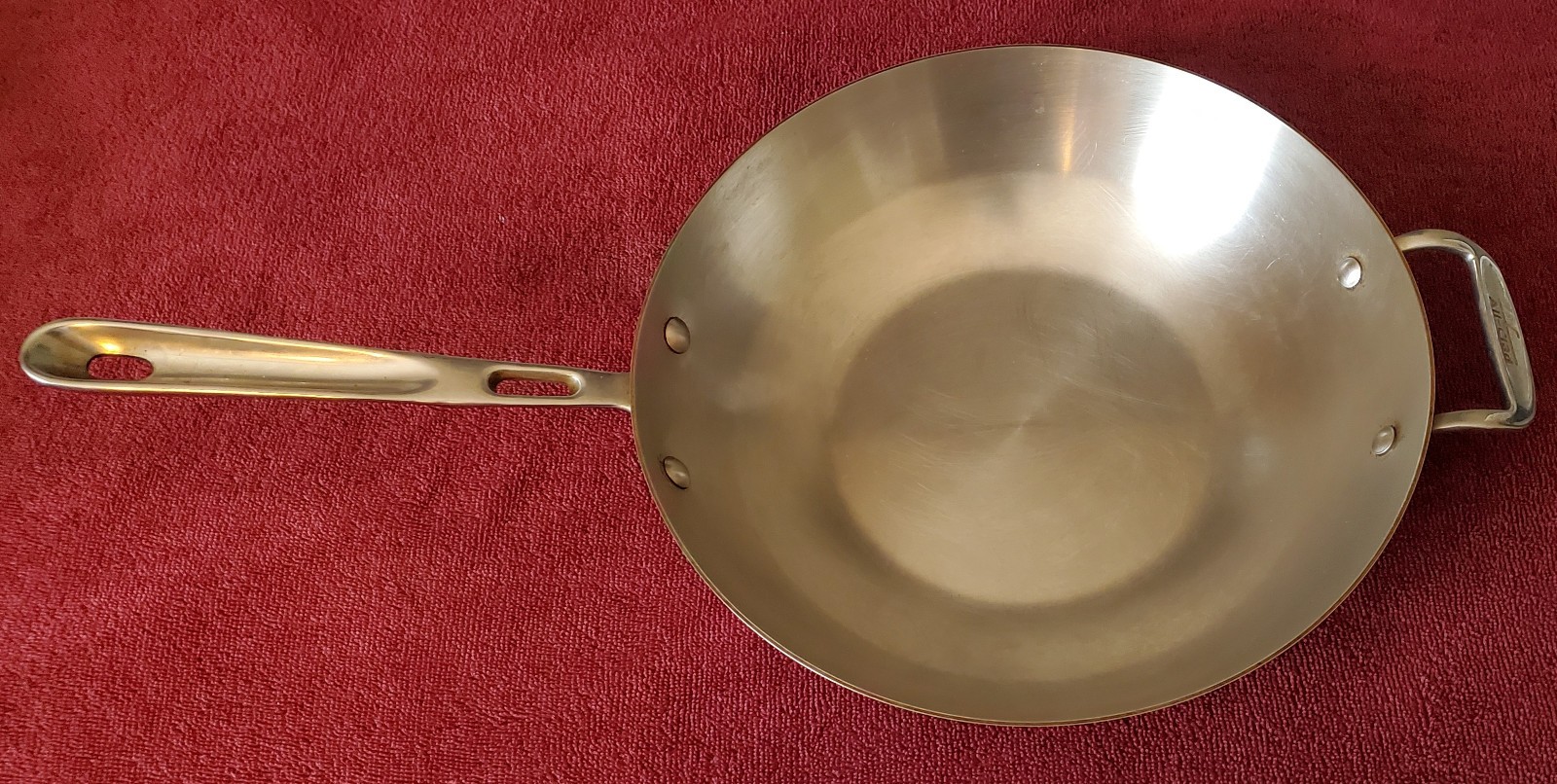 All Clad Stainless Steel Copper Core 4 Qt Sauteuse Pan, NO Lid, 11″, Long Handle