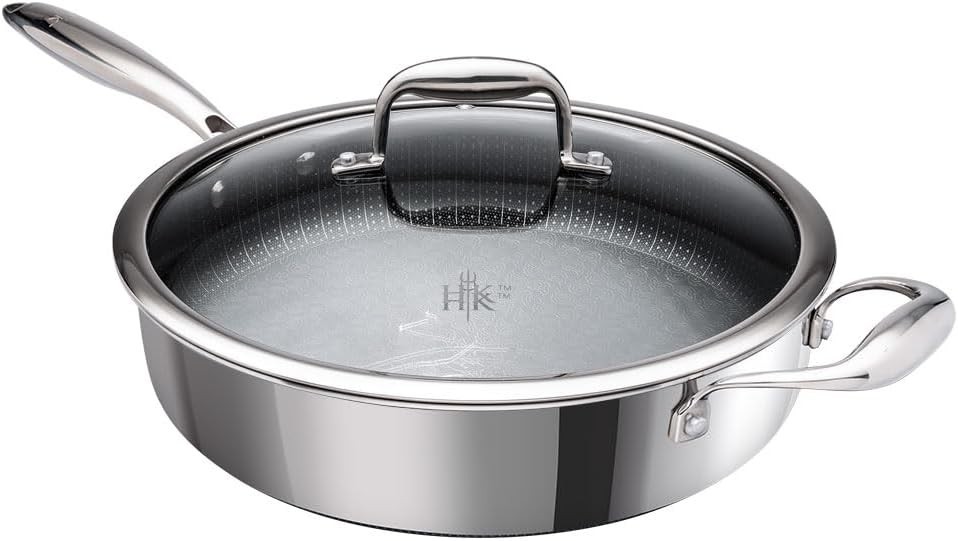 Hell’s Kitchen Hybrid Tri-Clad 4 Qt Sauté Pan w/ Lid | Nonstick PFAS-Free New