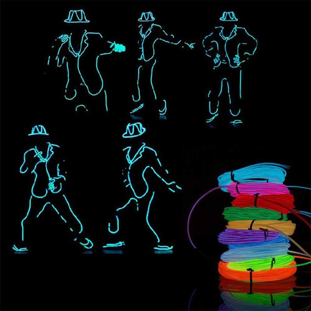 Neon LED Light Glow EL Wire String Strip Rope Tube Decor Car Party + Controller