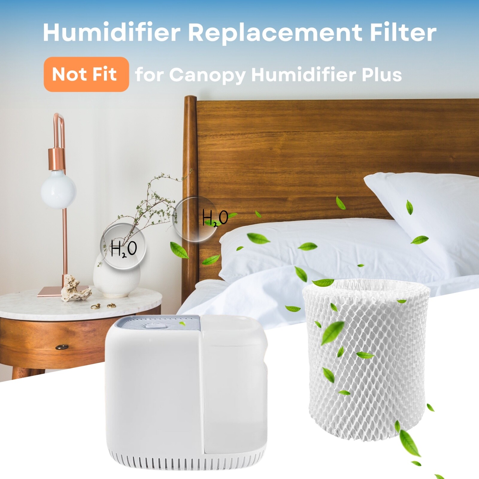 Nispira Wick Humidifier Filter Replacement for Canopy Bedside Humidifier, 6 Pack