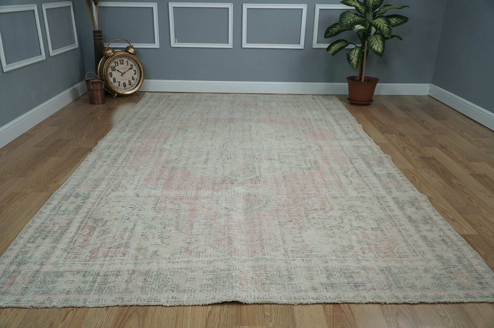 Muted Red Vintage Turkish Rug, Wool Decorative Carpet, 6.20×10.01 ft. H-2090