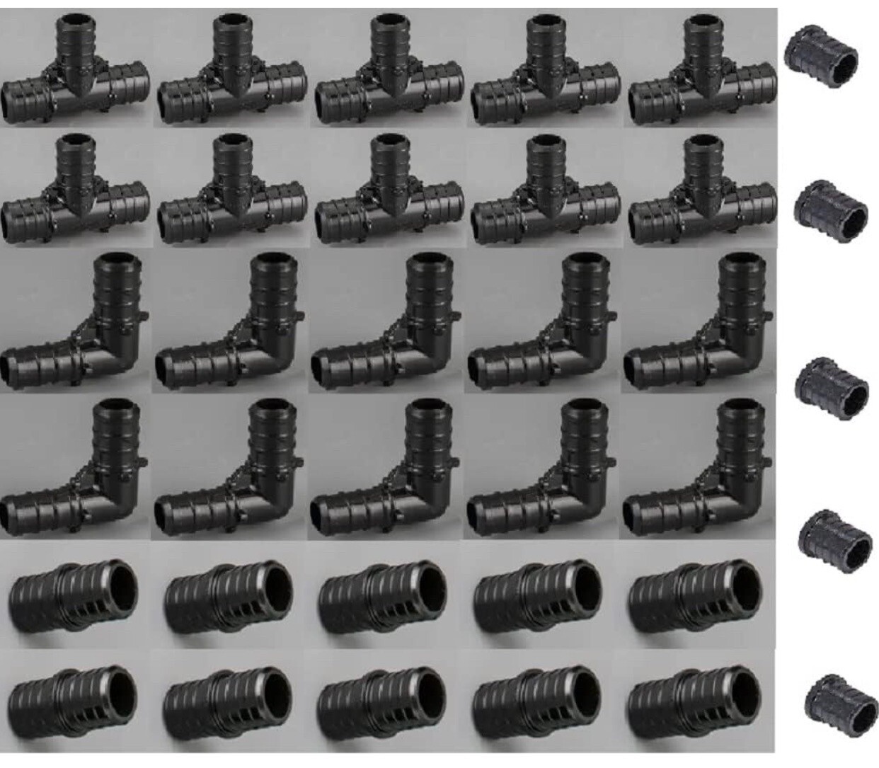 [Pack of 35] 1/2 Inch PEX B Plastic POLY PPSU Barb Crimp Fittings ASTM F-2159