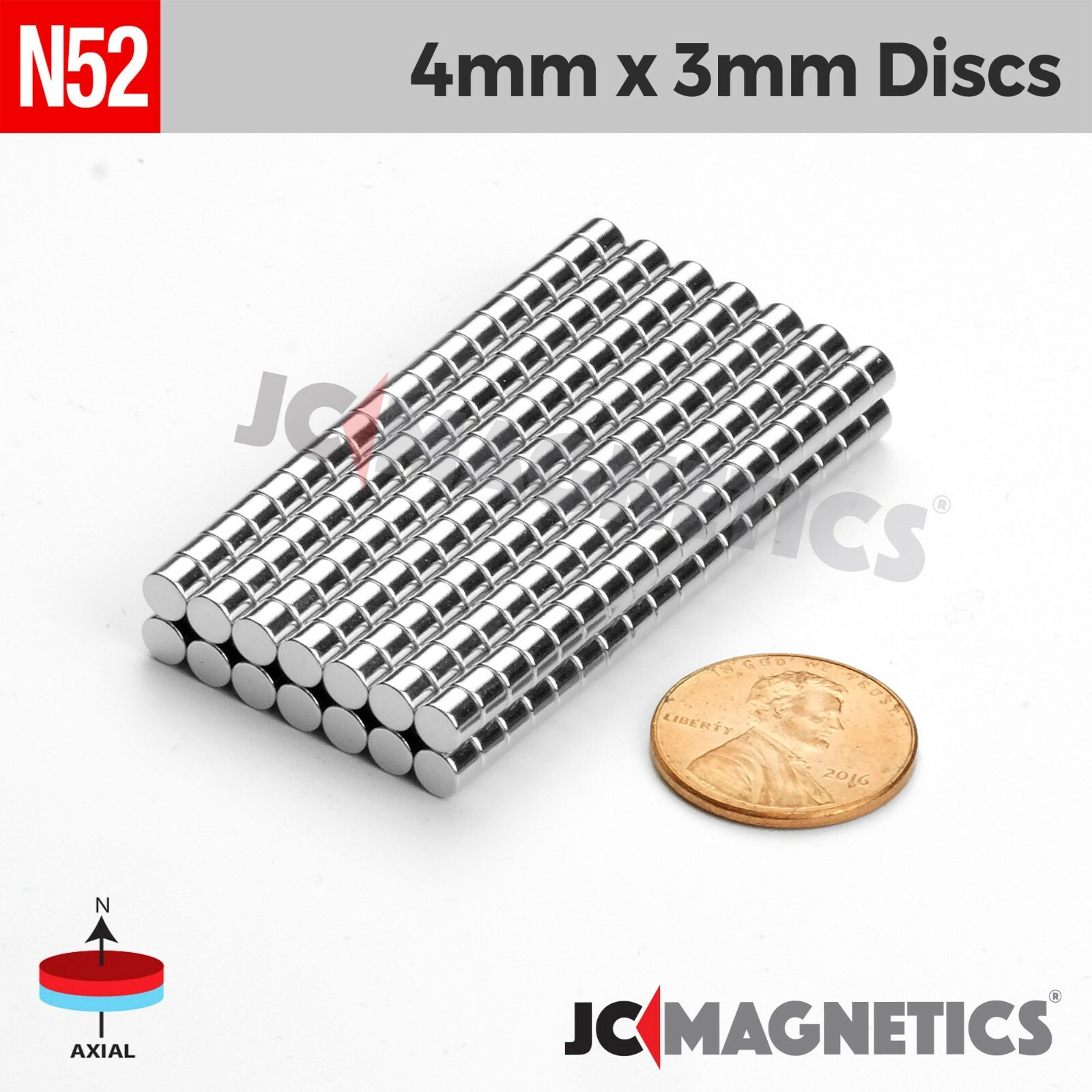 4mm x 3mm 5/32″x1/8″ N52 Strong Rare Earth Neodymium Magnet Disc 4x3mm