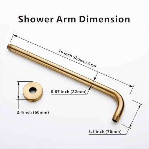 16 Inches Wall Mount Replacement Shower Arm and Flange, Champagne Bronze