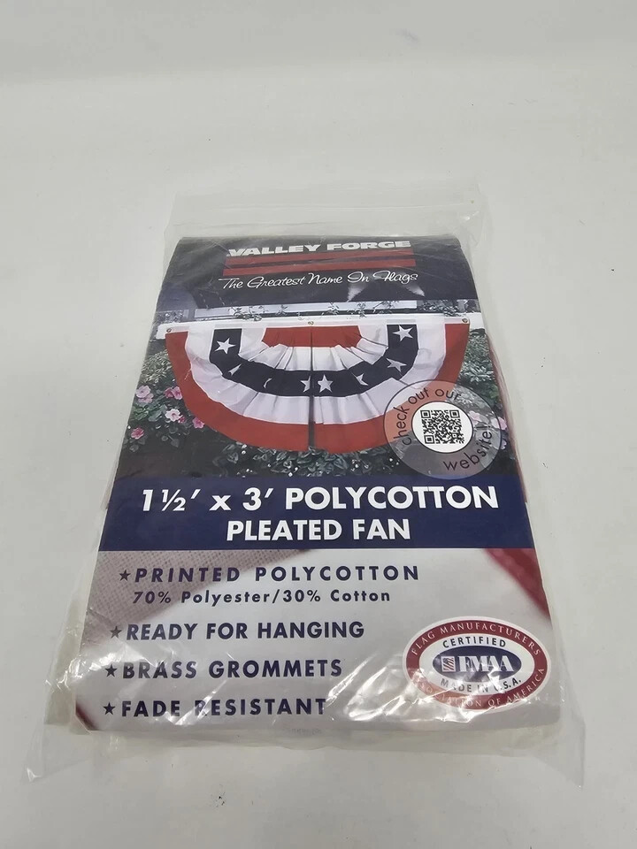 Valley forge Flag Pleated 18” X 36” Polycotton 100% USA Made