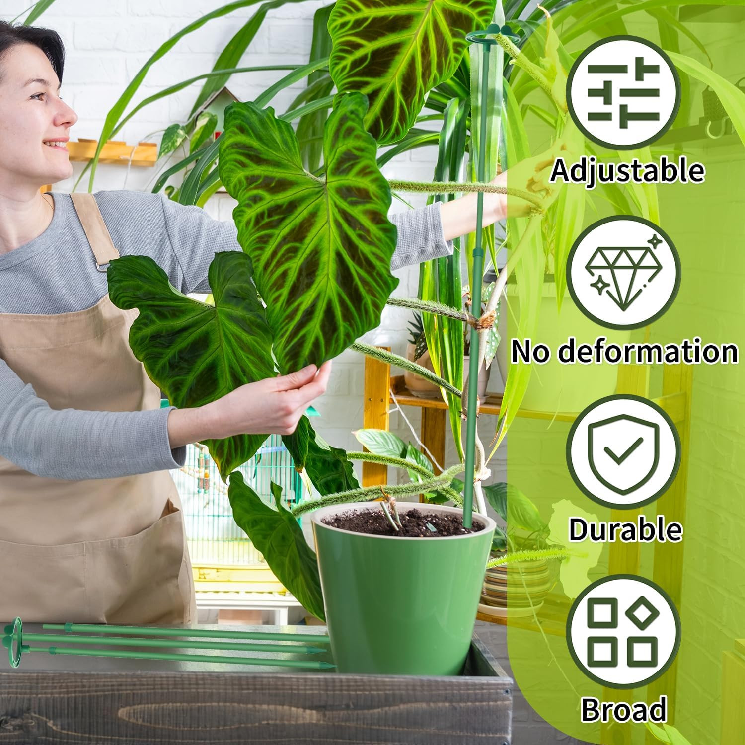 Extendable Plant Stakes,Adjustable Length from 14.3IN to 25IN Monstera Support S
