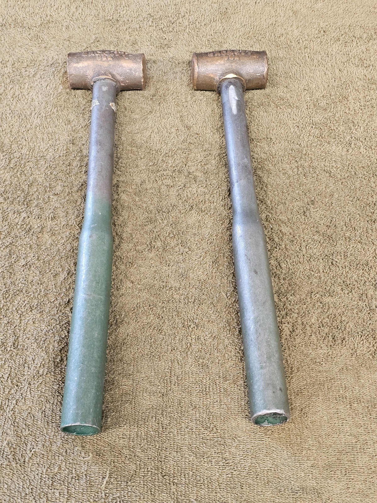 2 Hackett Red Brass Hammer Mallet Double Face 1.5 3 Lbs Non Sparking Body Metal