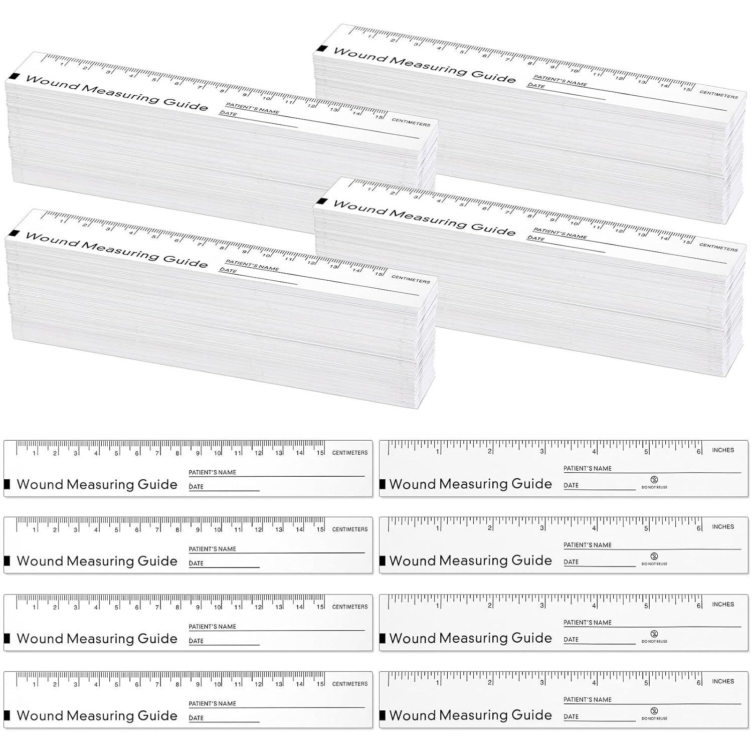 Janlaugh 500 Pcs Wound Ruler 6 Inch Measuring Tape Paper mainly white