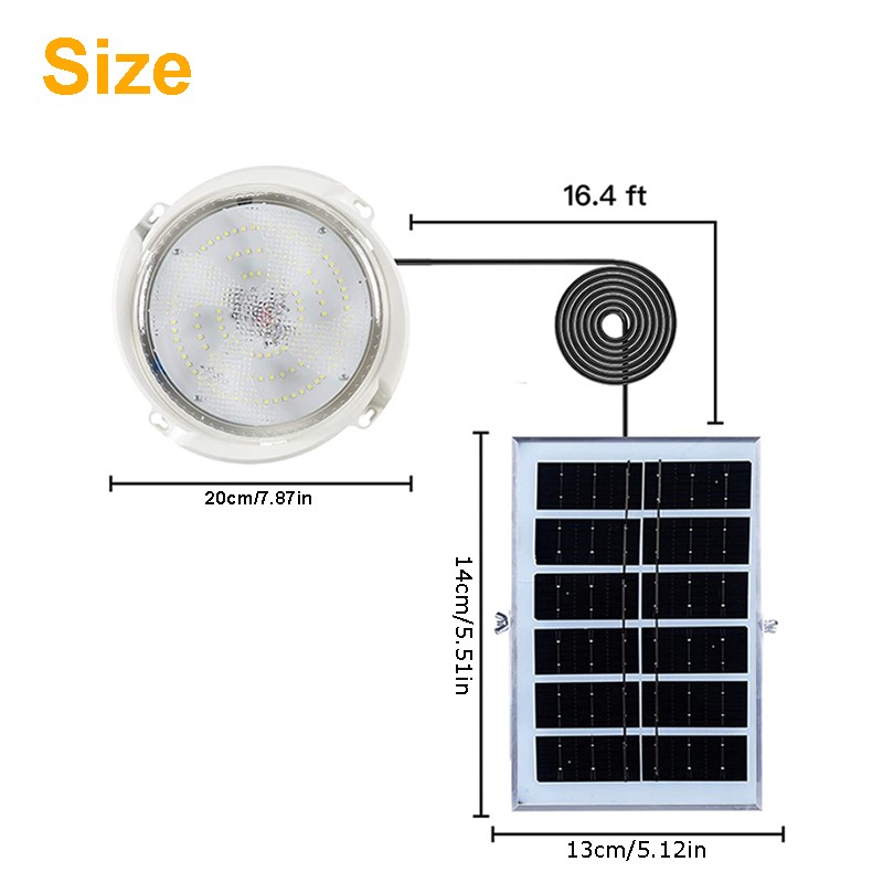 100W Solar Power Ceiling Pendant Light Remote Control Out/Indoor Lamp Waterproof