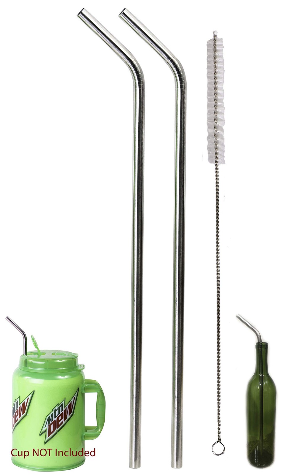2 JUMBO 14 Stainless Steel Straws 100 oz HUGE SUPER LONG Drinking Wide Compatib