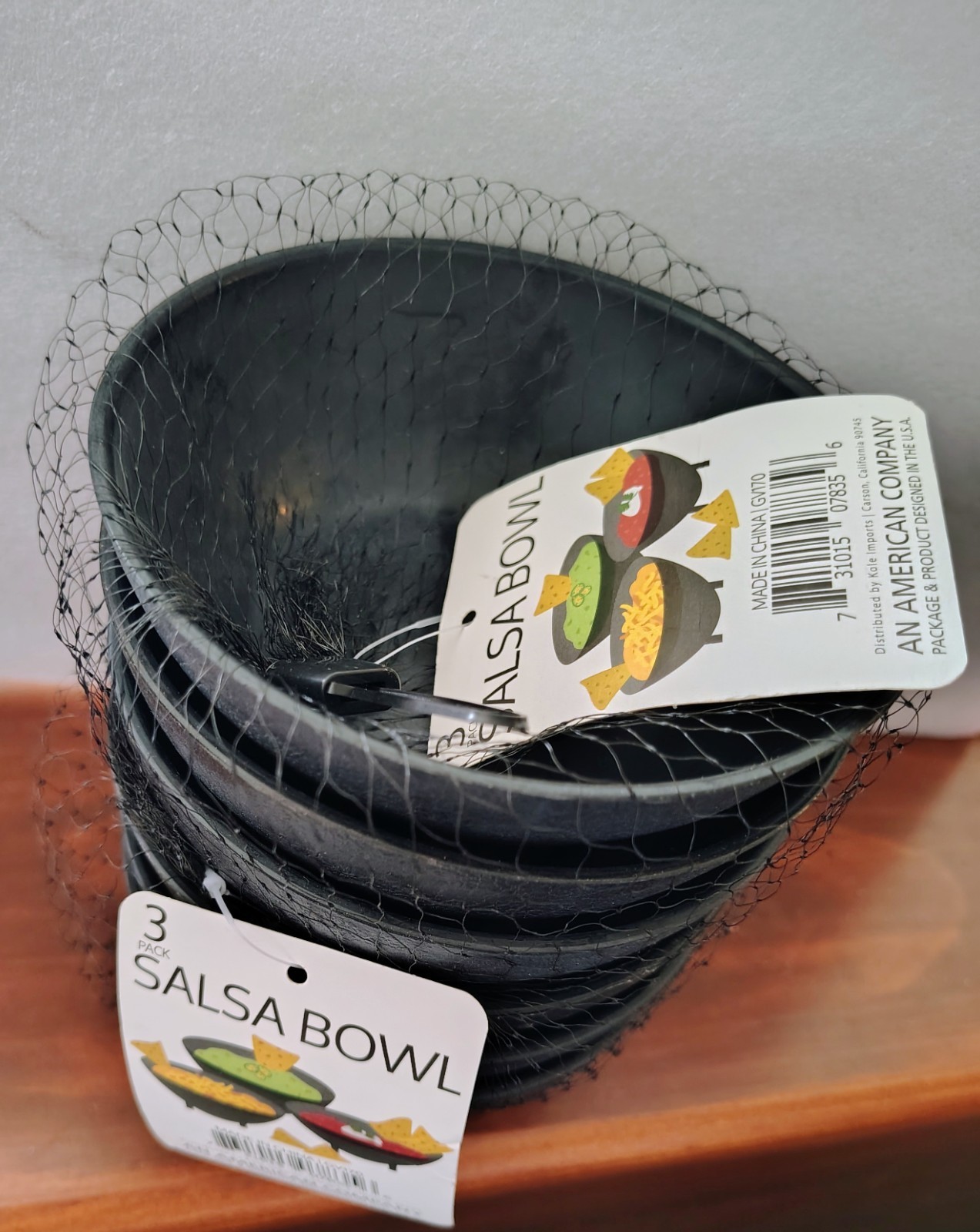 Black Salsa Serving Bowls – fruit, dip+ 6pc set NEW Dishwasher safe 5″ diameter