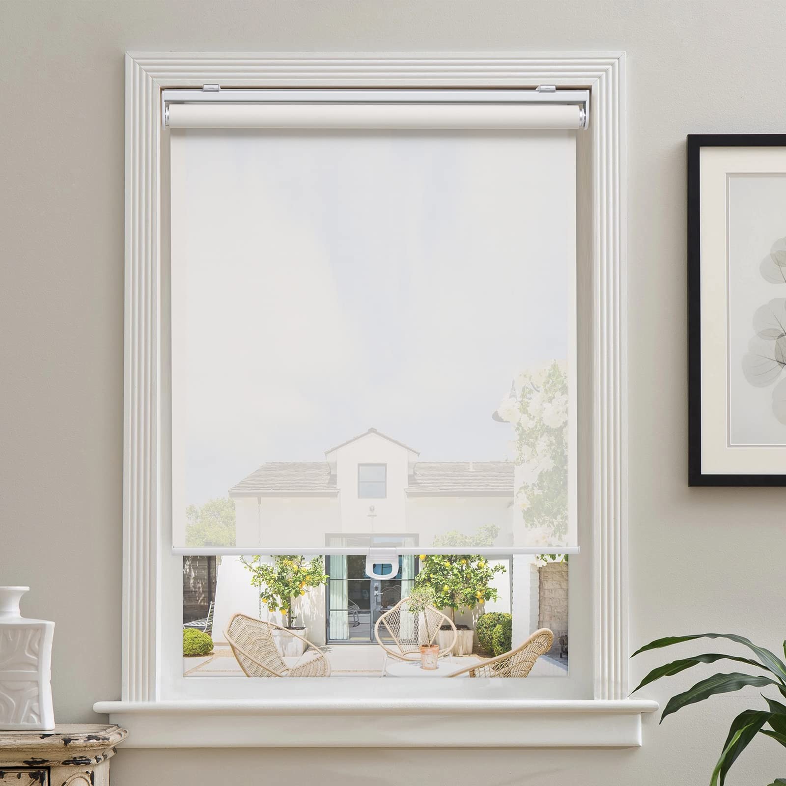 AOSKY Cordless Roller Shades for Windows Light Filtering Shades with 5% Openness