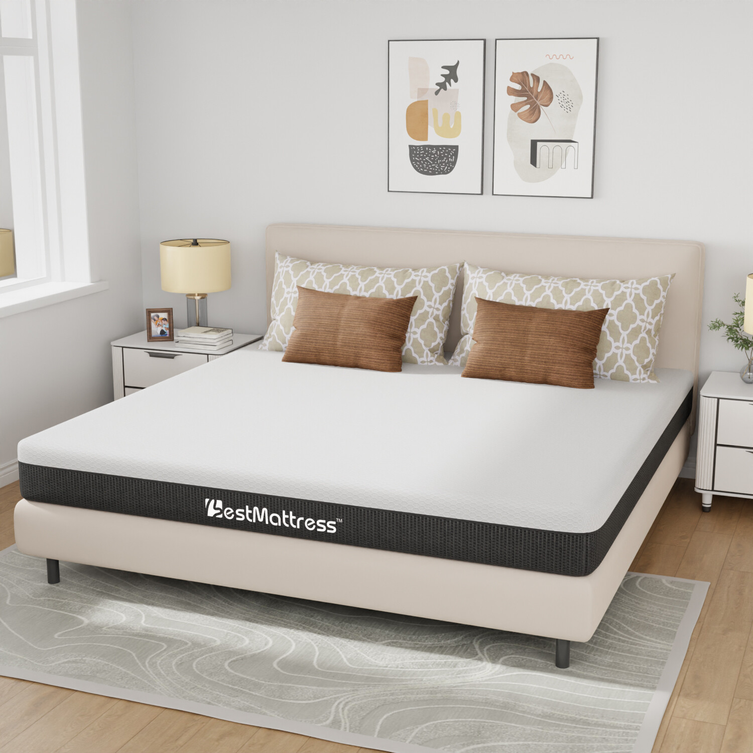 Gel Memory Foam Mattress with Removable Cover Medium Firm Support & Pressure