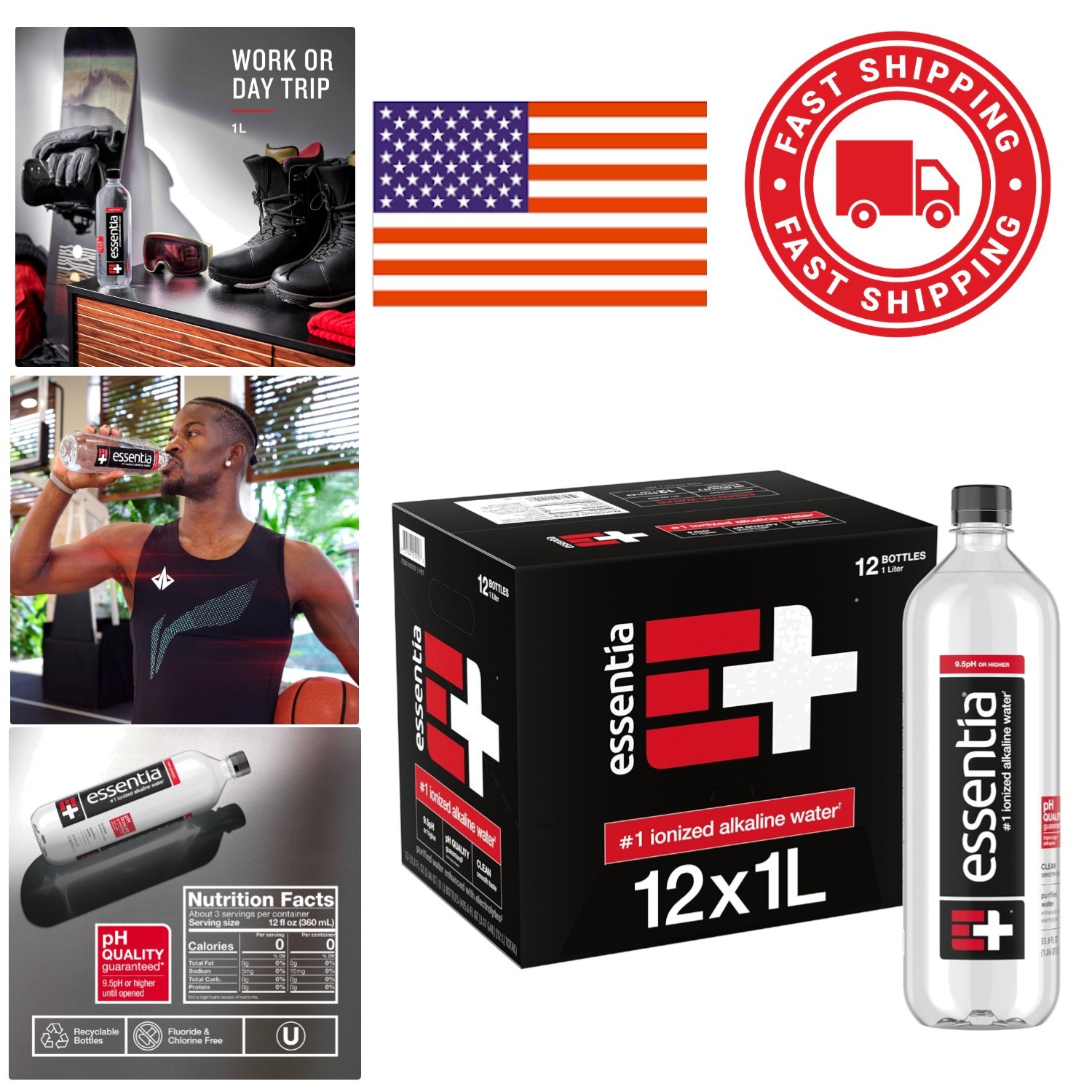 High pH Alkaline Water Pack of 12 1 Liter Bottles Perfect for Active Lifestyles
