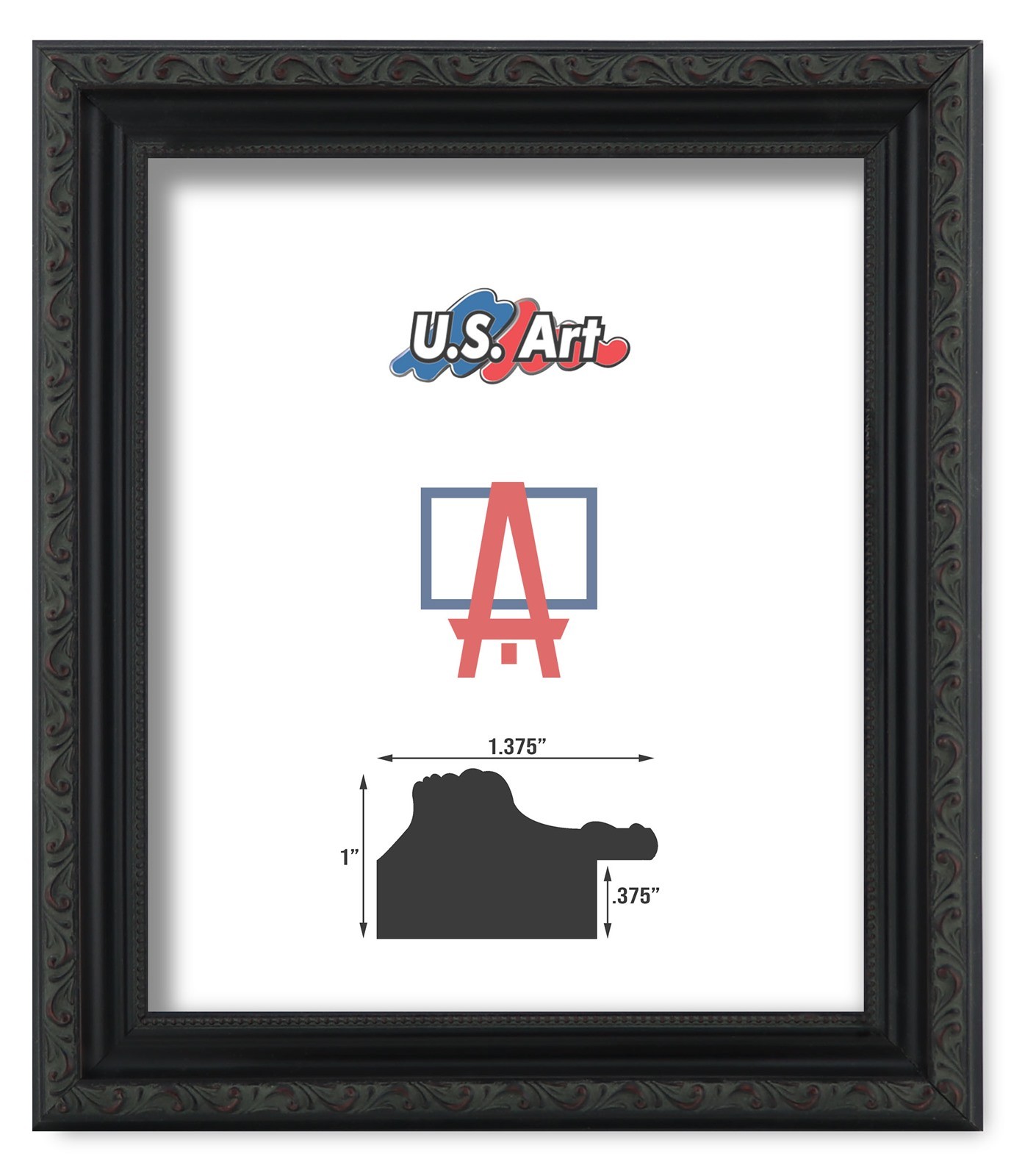 US Art Frames 1.37″ Dark Rustic Victorian Ornate Solid Wood Picture Frame S-A