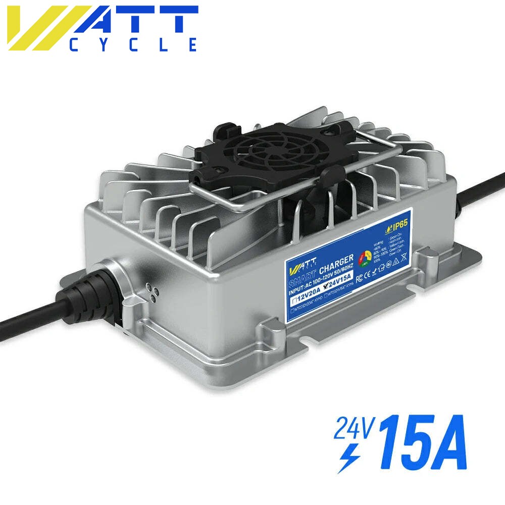 Wattcycle 24V 100Ah 100A BMS Lithium Battery + 29.2V 15A Charger for Boat Yacht