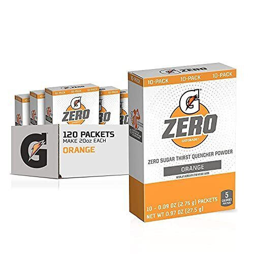 GATORADE G ZERO POWDER, Orange SUGAR FREE Packets 10 Single Packets QUICK STICKS