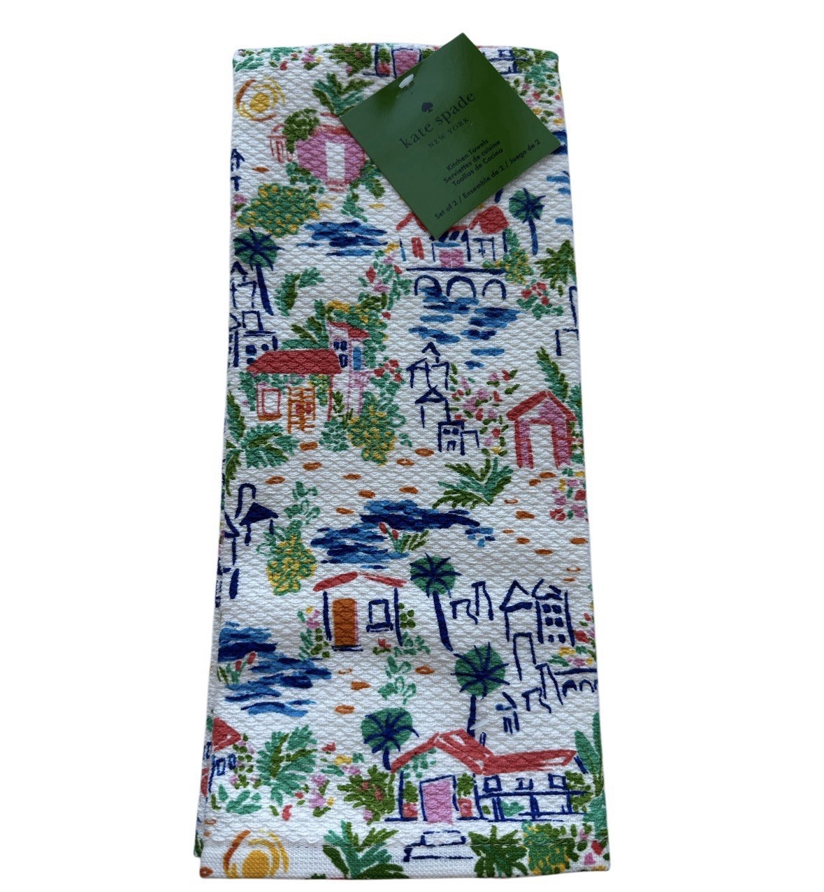 Kate Spade Colorful Kitchen Towel Set 2 Cotton Designer Fall Spring Summer