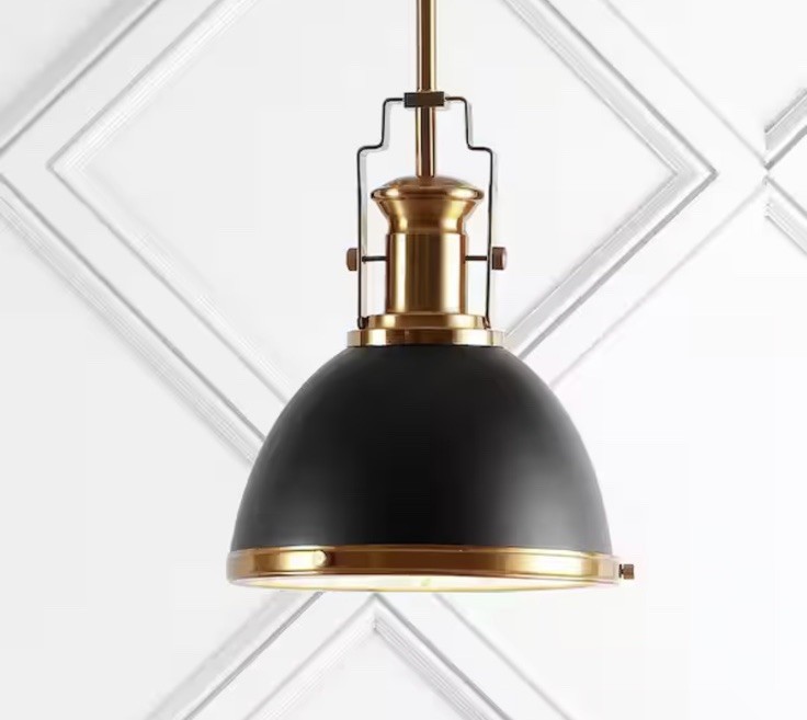Jonathan Y JYL9535A Homer 10 in. Black/Brass Gold Adjustable Kitchen Pendant
