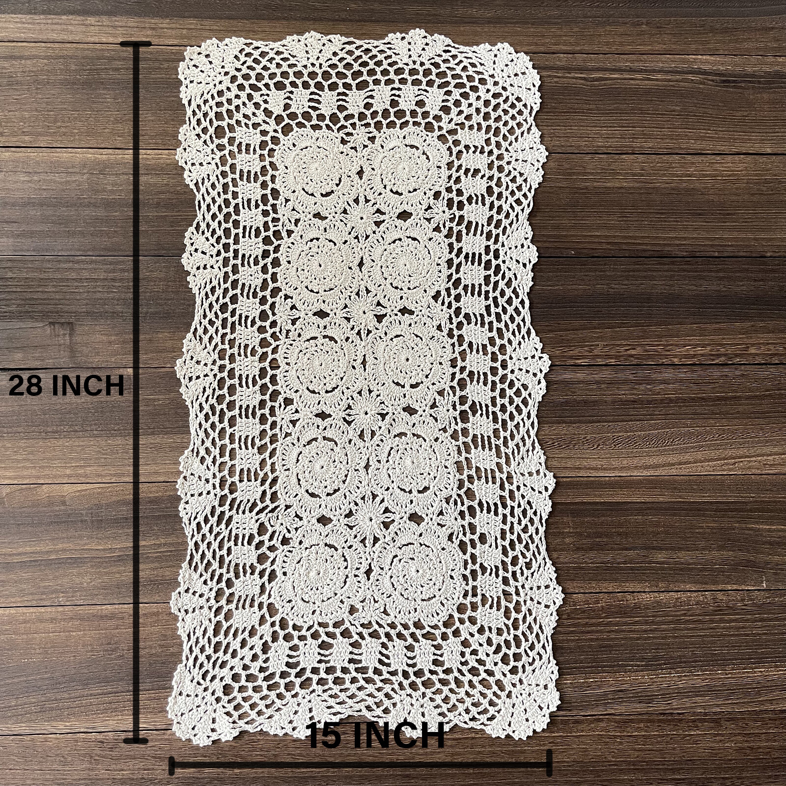 Cotton Crochet Lace Table Runner Rectangle For Dinner Table Handmade Table Cover