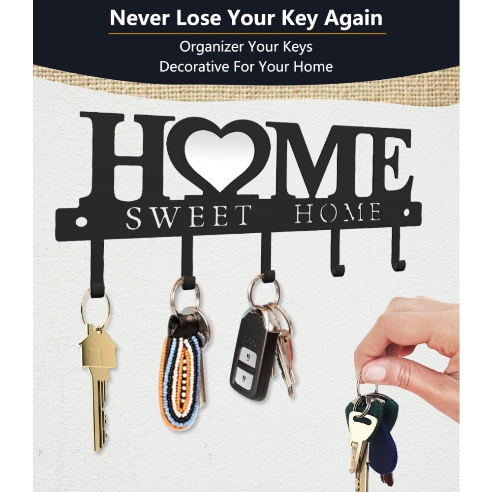 Wall Mounted Key Holder with 10 Hooks – Metal Key Hanger – Space Saving for Home