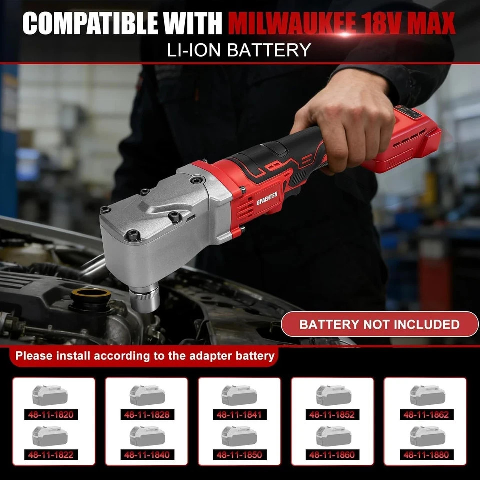 Electric Right Angle Impact Wrench Compatible with Milwaukee M18, 1/2″ 206 Ft-Lb