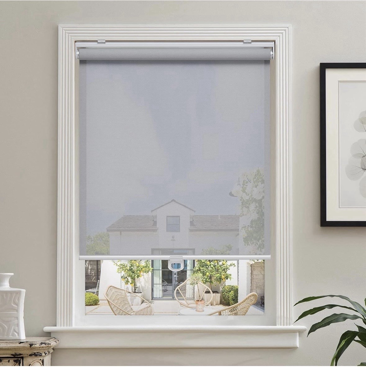 Cordless Roller Shades Light Filtering with 5% Openness 30″ W x 72″ H (Grey)