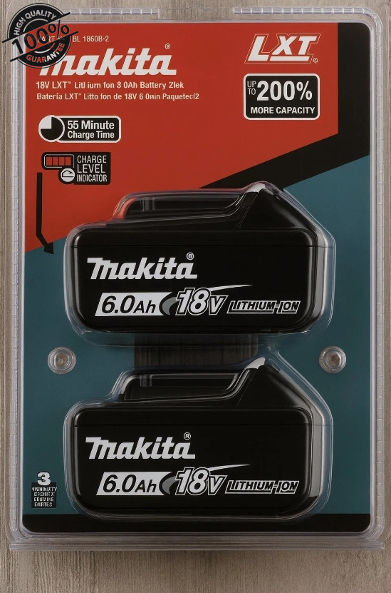 2PCS NEW Makita BL1860B-2 18V LXT Lithium-Ion 6.0 Ah Battery