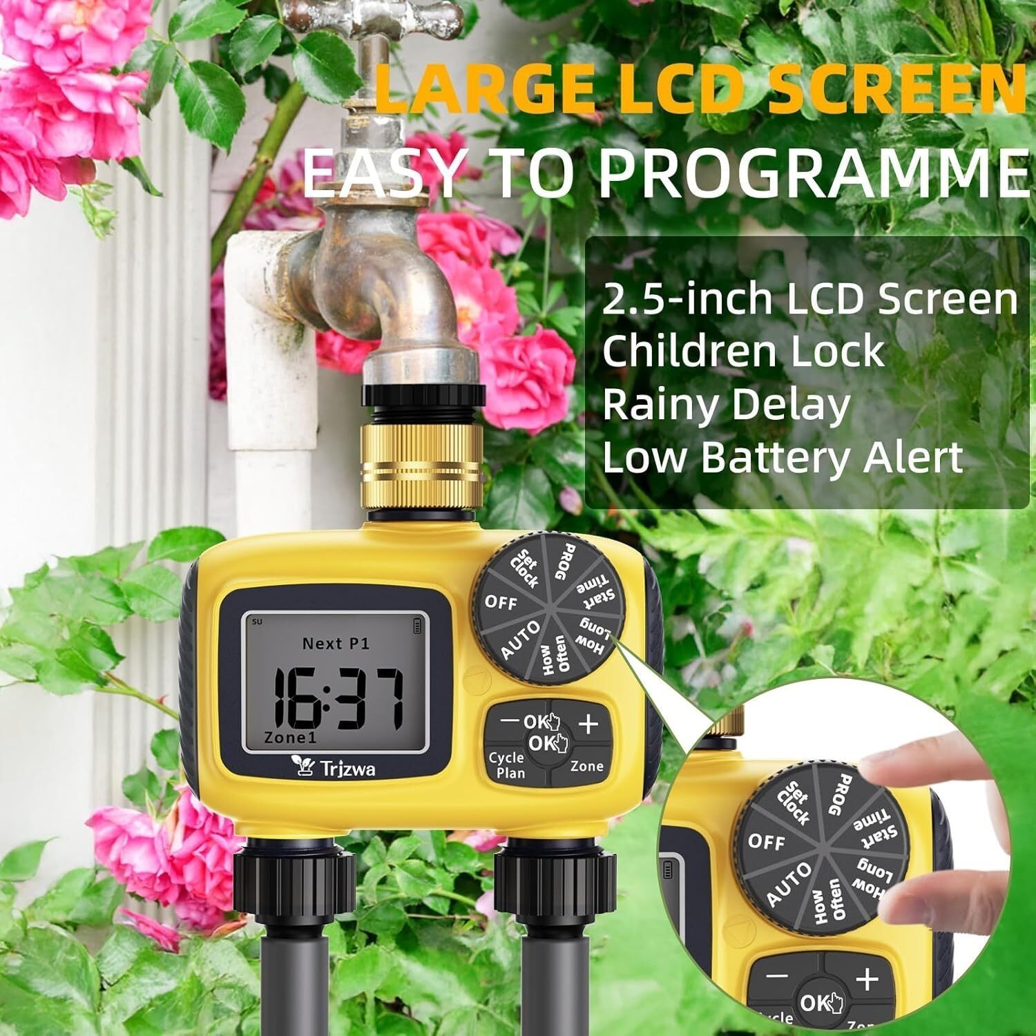 Programmable Water Hose Sprinkler Timer 2 Zone Garden Drip Irrigation Timer