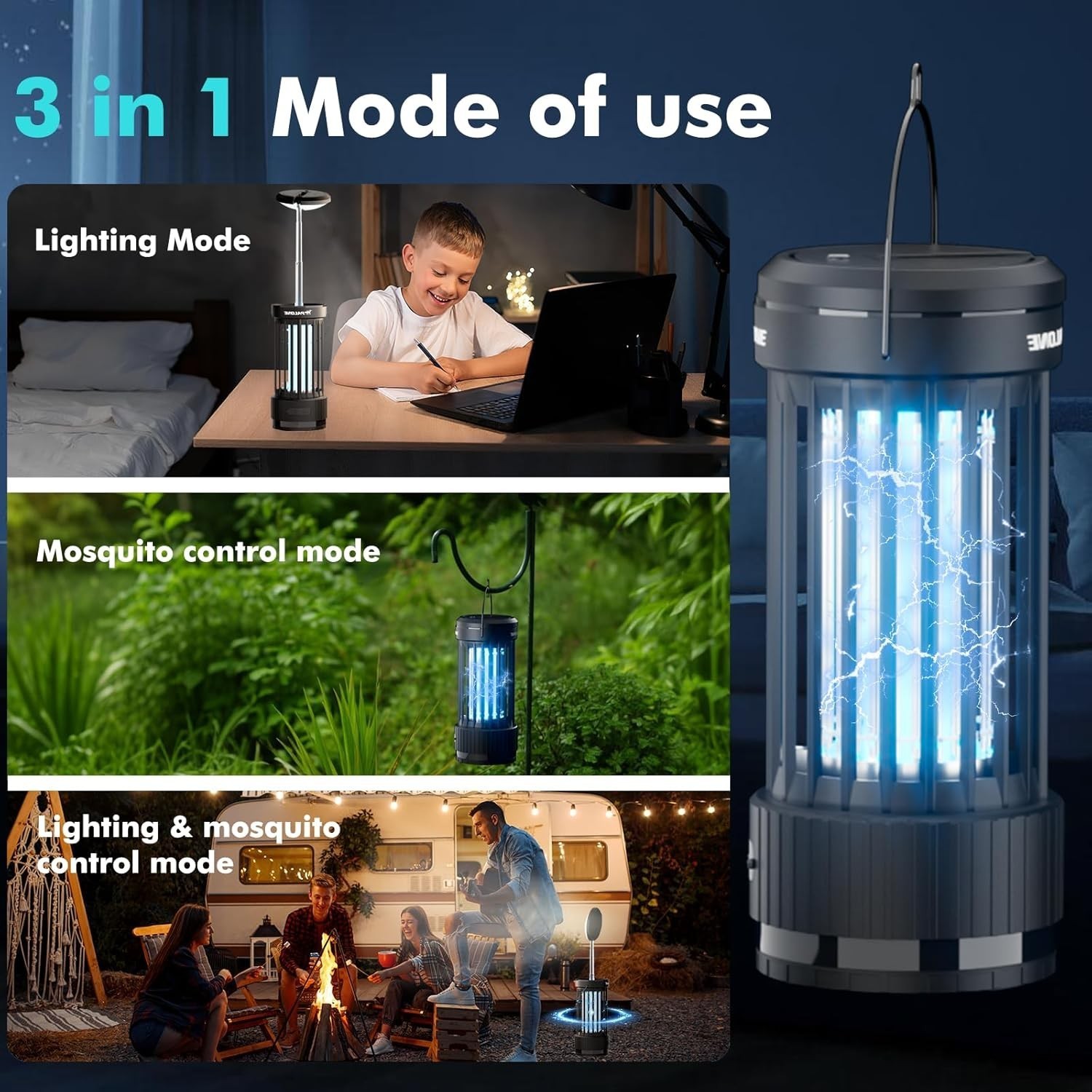 4500V Rechargeable Bug Zapper, Telescopic LED Light Mosquito Killer for Home