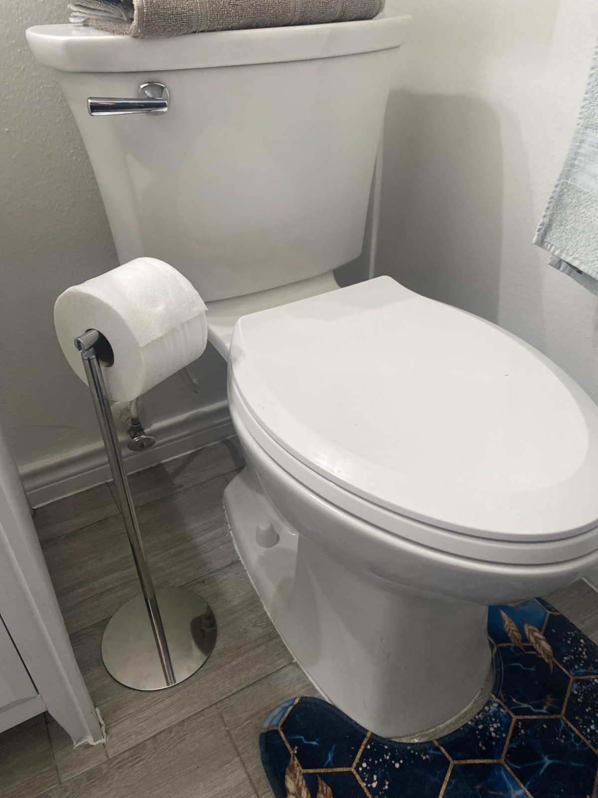 Free Standing Toilet Paper Holder with Reserve, Chrome Stand for 4 Rolls