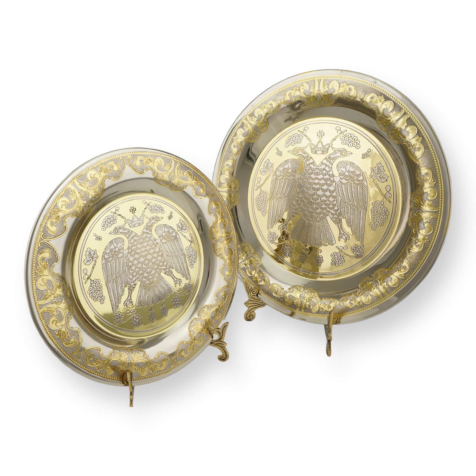 Brass Plate with Byzantine Eagle Decoration – 12.6 inch (32 cm)