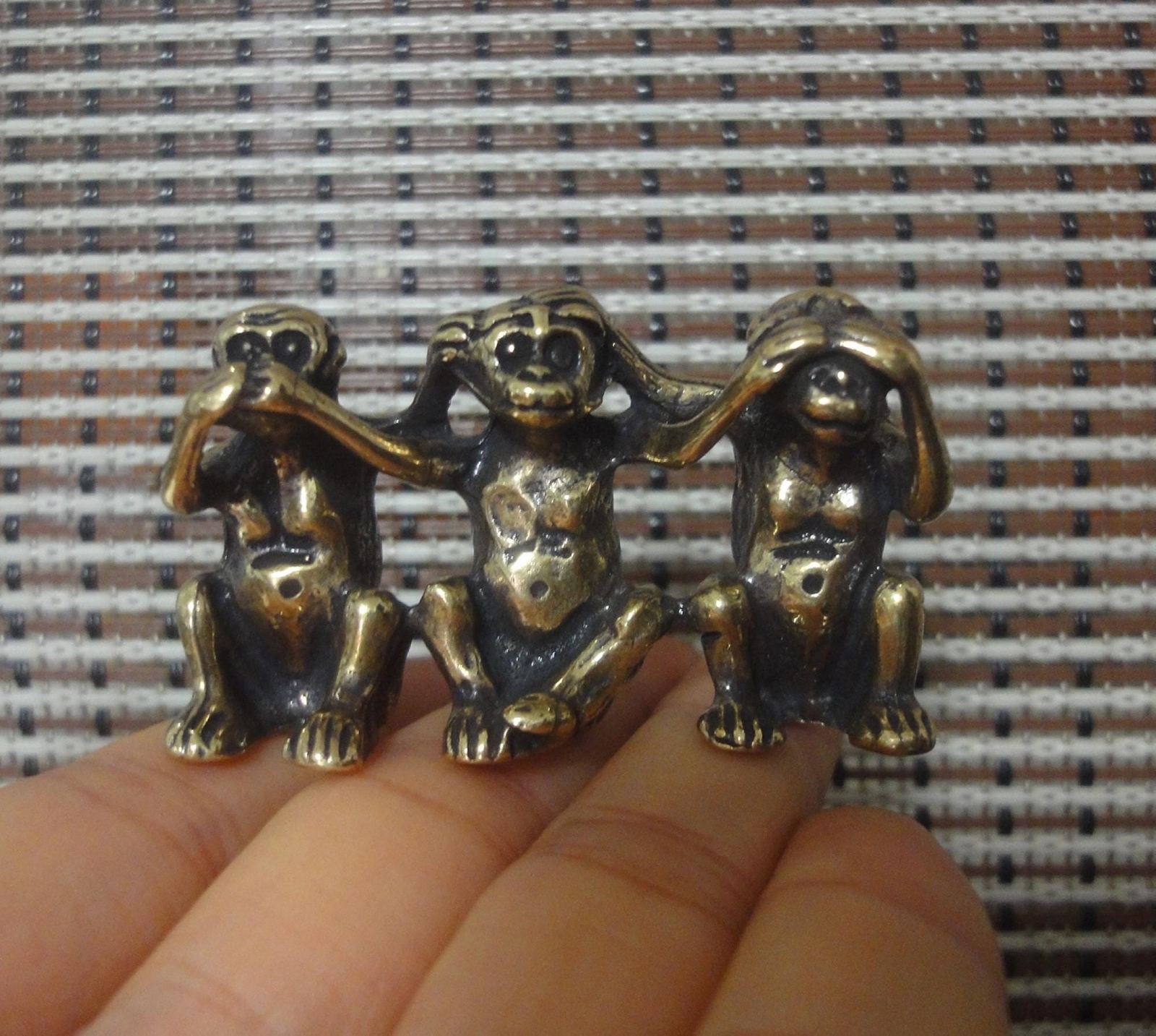 Vintage Decor Solid Brass Three Poses Monkeys Figurine Statue Sculpture