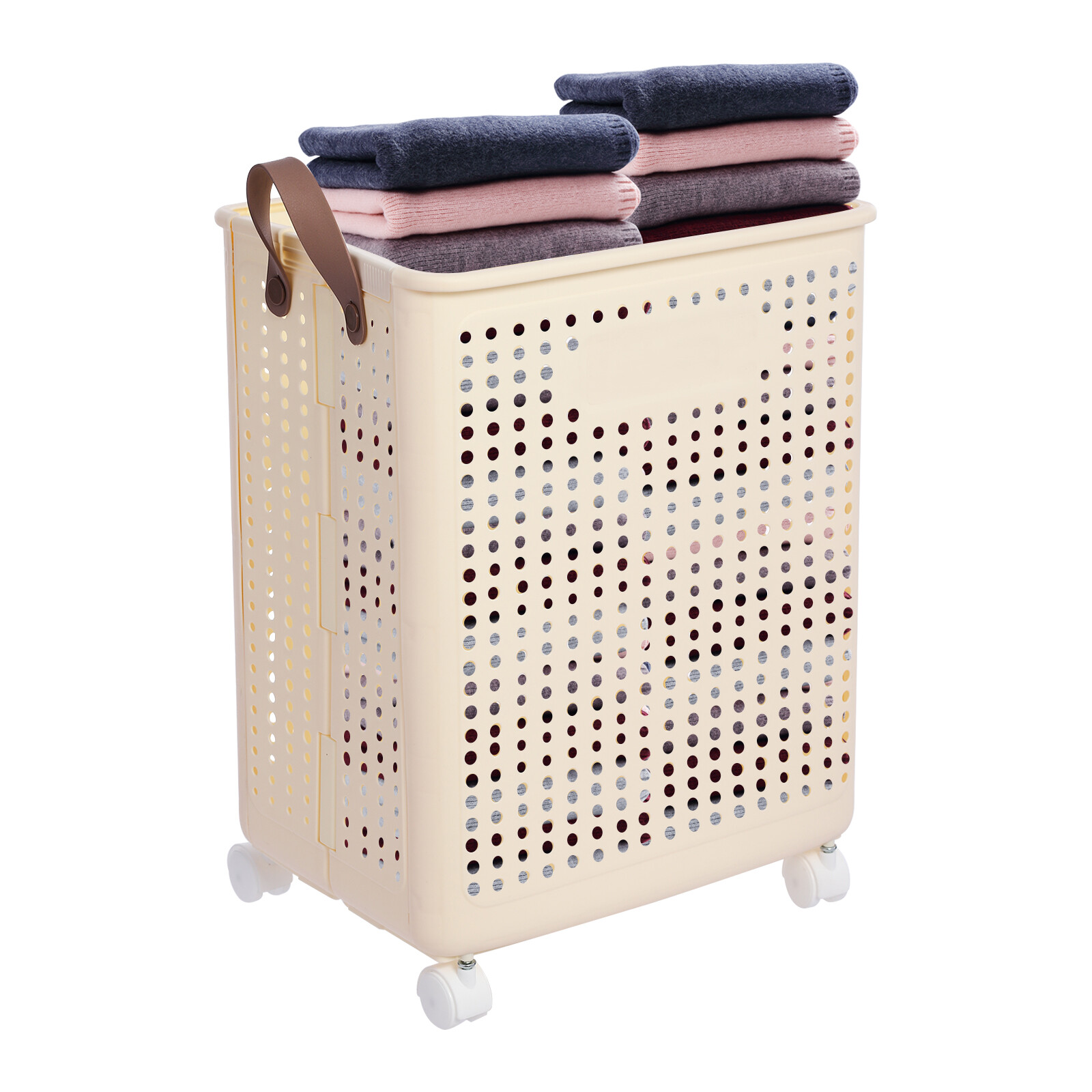 Collapsible Laundry Hamper With Wheels – Foldable 66 lb Capacity Ventilated