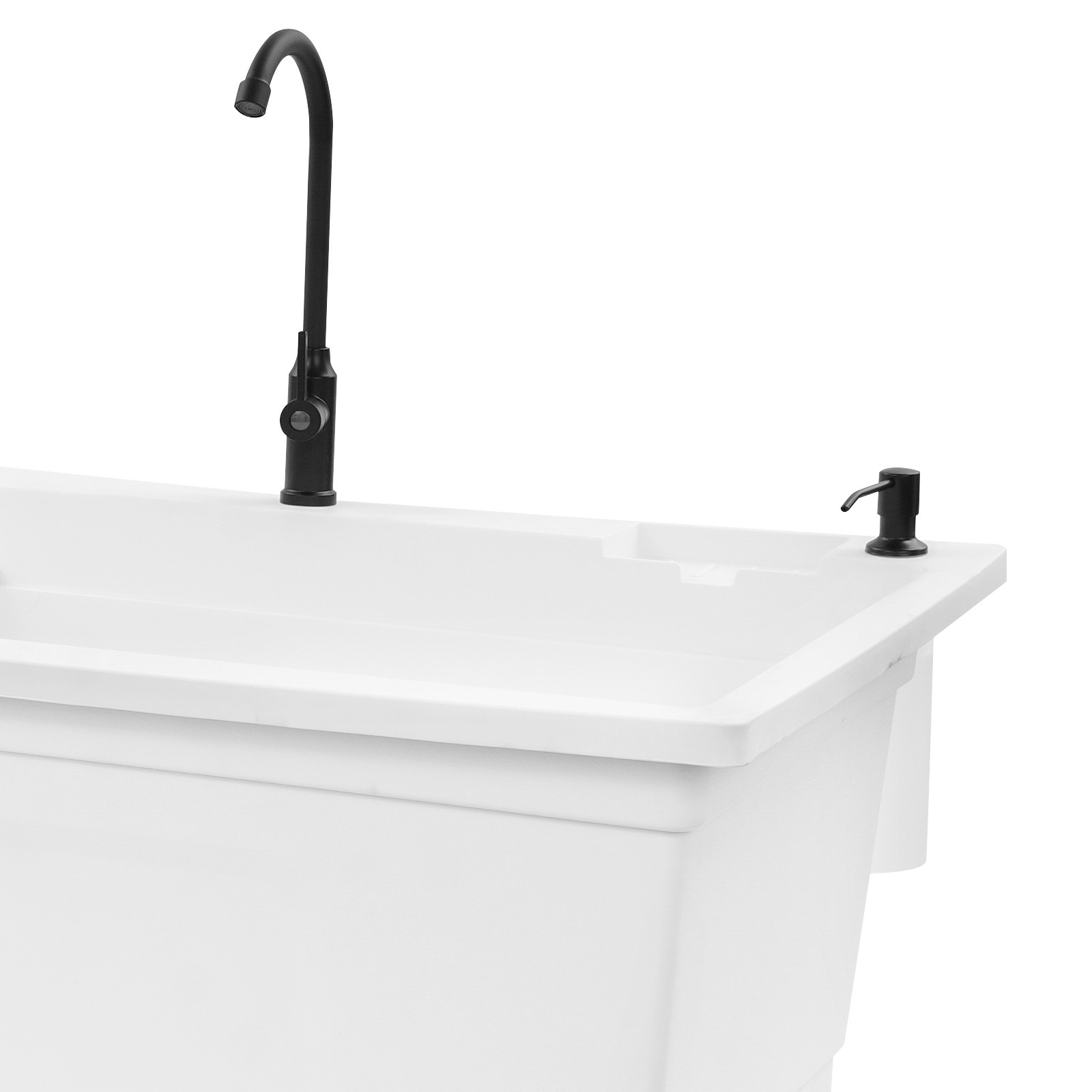 Large Kitchen Sink Freestanding PP Restaurant Laundry Sink With Soap Dispenser