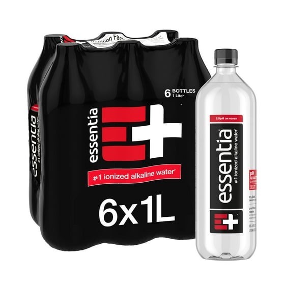 Essentia Bottled Water, Ionized Alkaline Water, 1 Liter Each, 6 Total Bottles