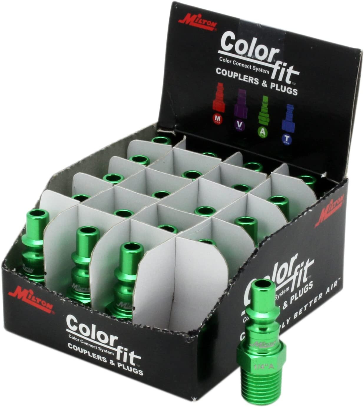 ***20 PACK*** Milton COLORFIT A-Style 1/4″ NPT Male Plugs, Green Fittings 777AC