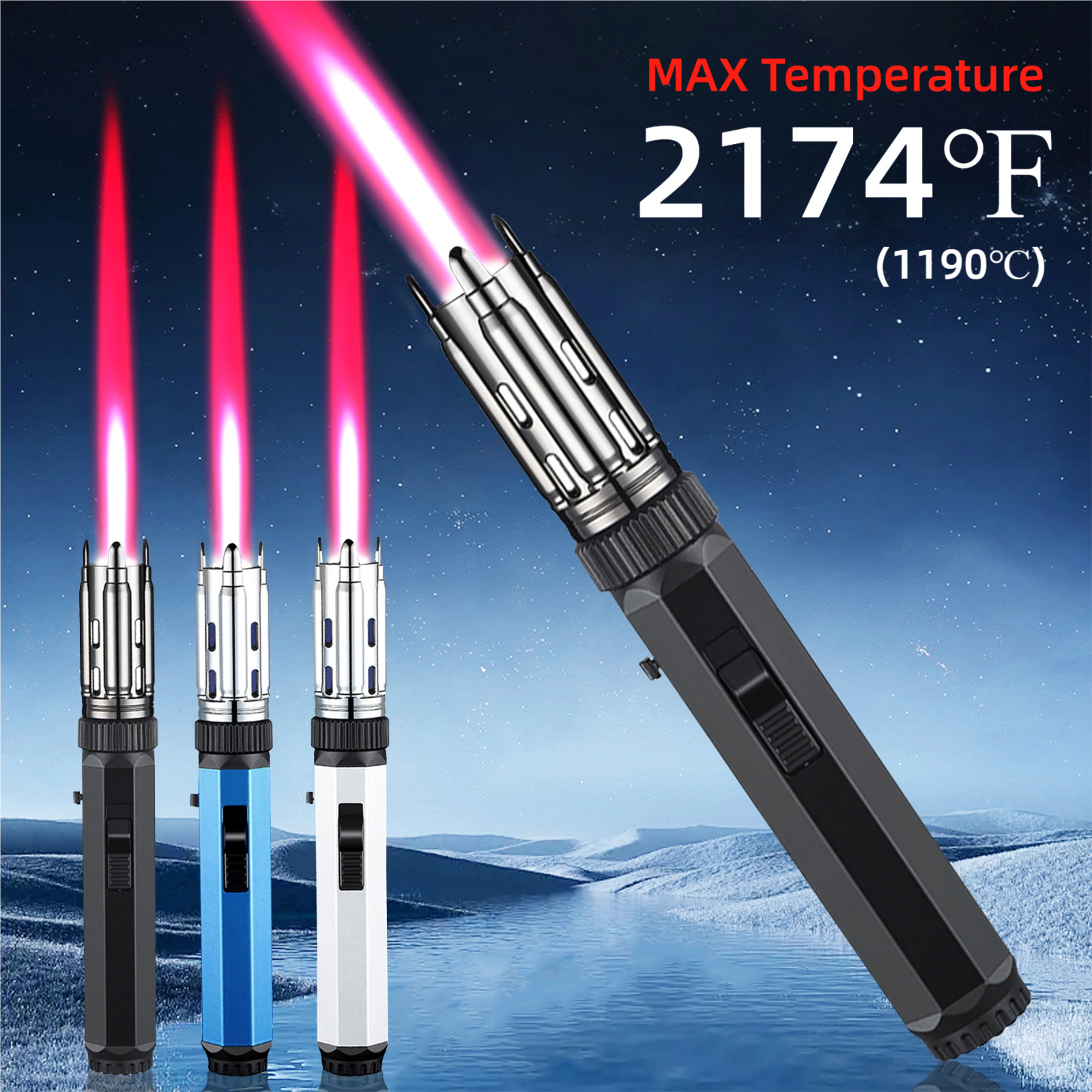 Yaesina 8.3in Refillable Torch Lighter with Safety Lock Lock (Excluding Butane)