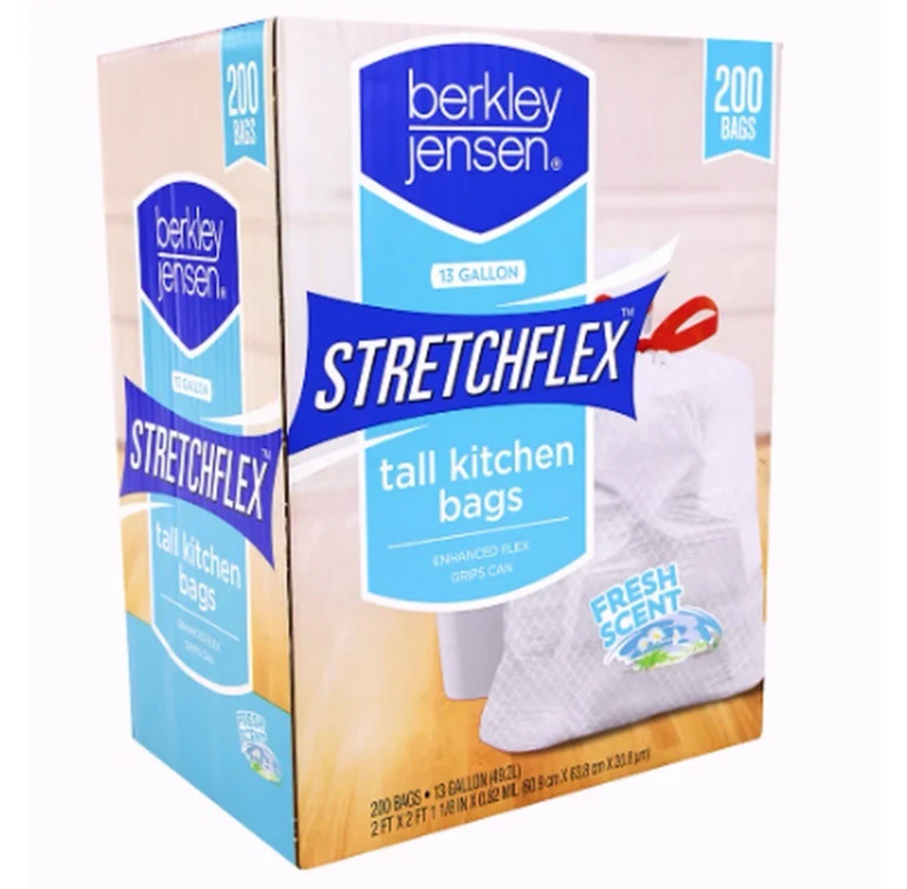 Berkley Jensen Stretchflex Drawstring Kitchen Bag Fresh Scent 13gal/200 Count