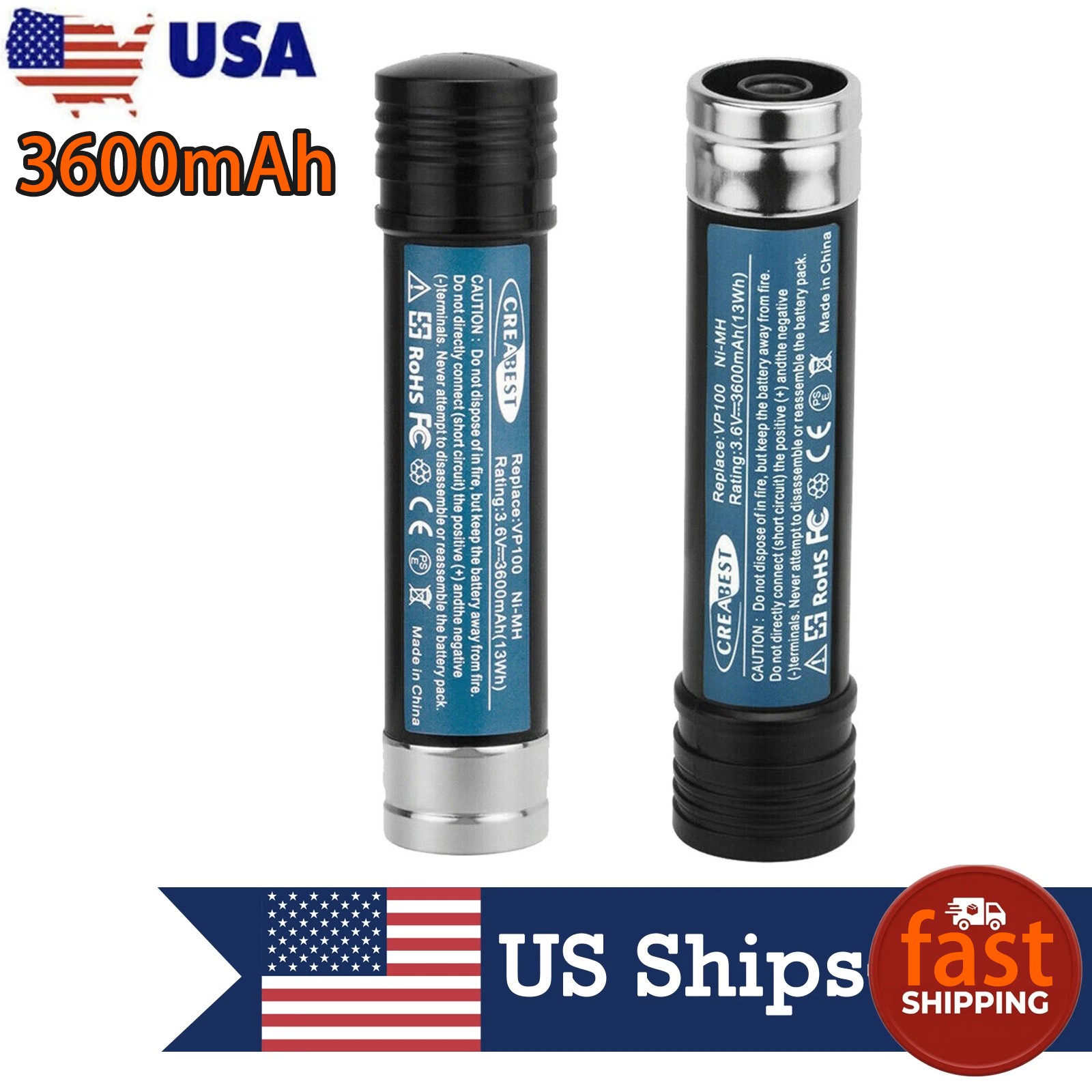 2Pcs 3.6AH 3.6V For Black & Decker VP100 VP105 VP110 VP130 VP143 Ni-MH Battery