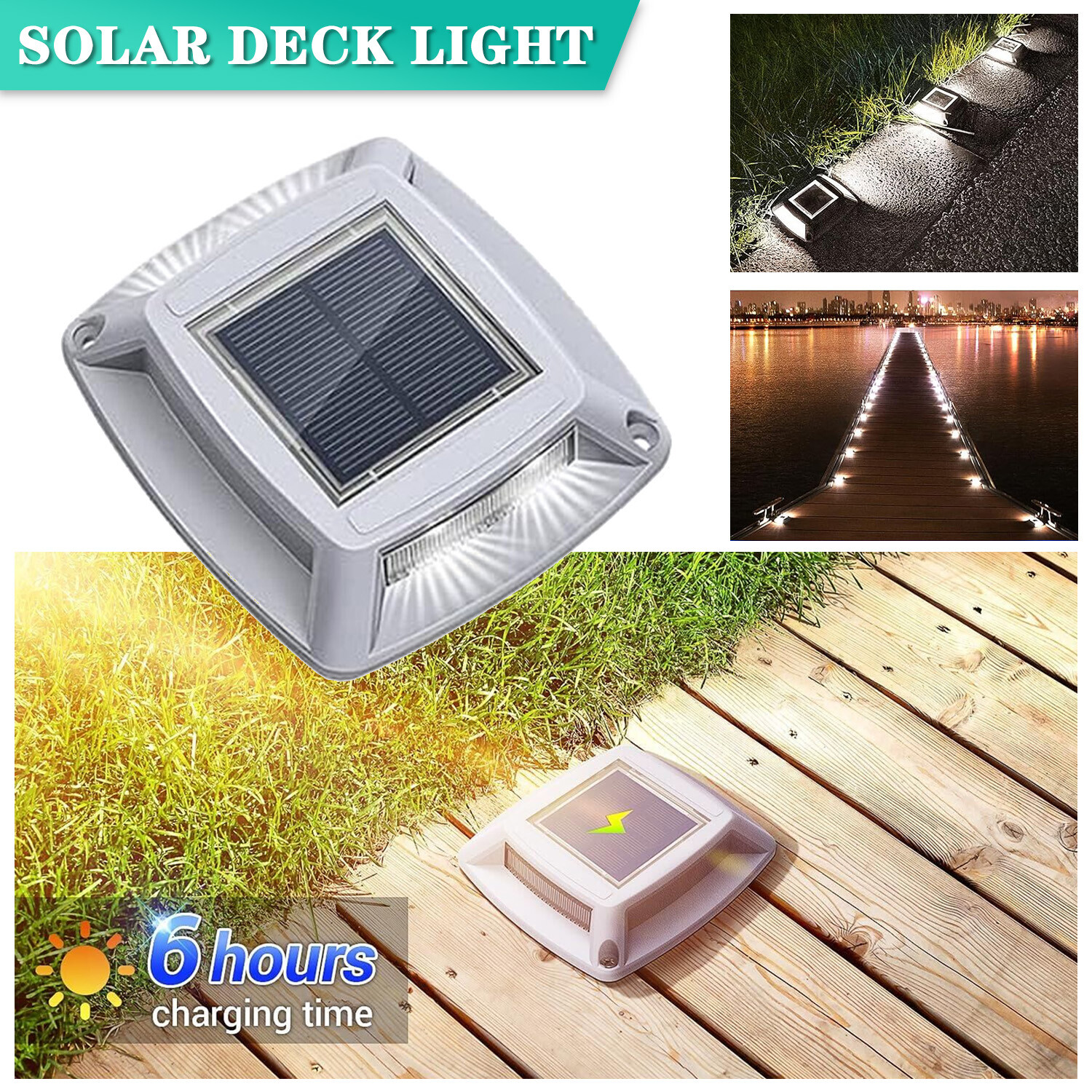 CLAONER Solar Driveway Lights Outdoor Sidewalk Avenue Dock Deck Steps Lamp IP68