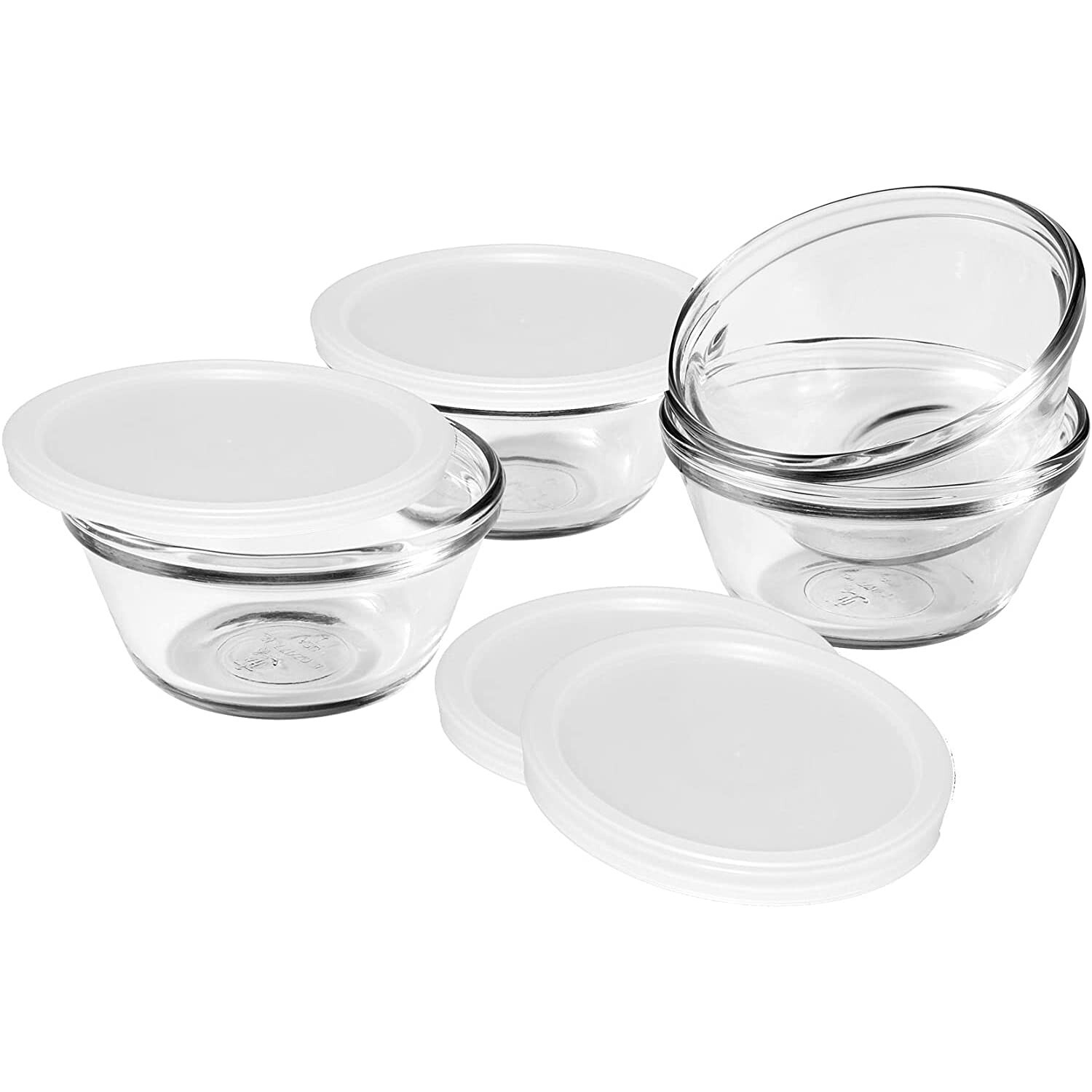 Anchor Hocking 6-Ounce Custard Cups with Lids, Set of 4 Standard Packaging