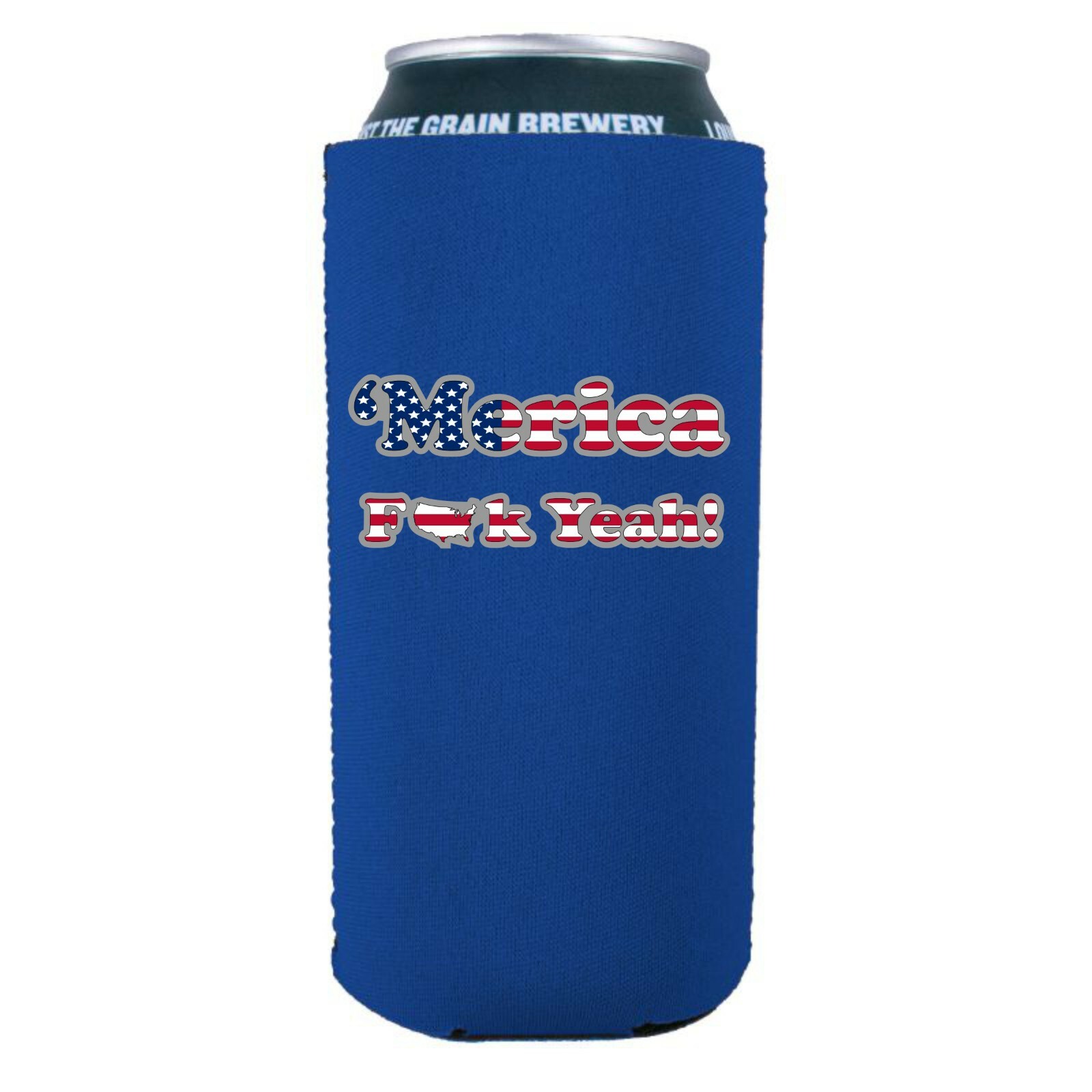 Merica F Yeah 16 oz Neoprene Collapsible Can Coolie; Tallboy, Pounder