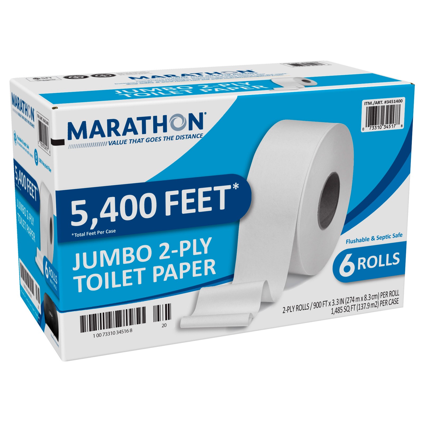 MARATHON BATH TISSUE JUMBO ROLL гЛЯWOТ ЯЯЧАЯ СHОИАVСА 6 ROLLS / 900 SHEETS