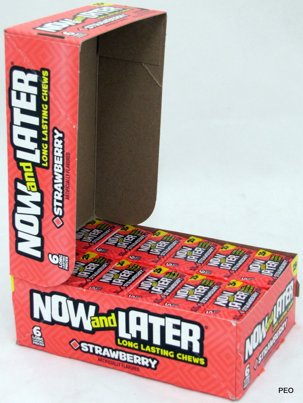 Now and Later Strawberry Candy Chews 24 Count 6 Piece Bars Bulk Taffy Candies