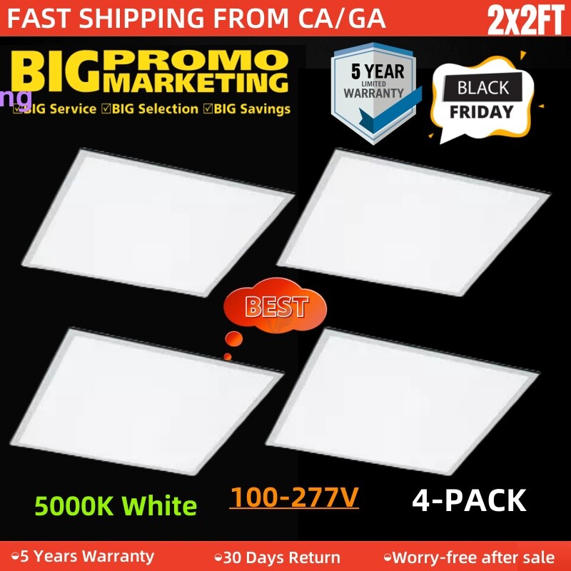 WYZM LED Flat Panel Light 2′ x 2′ 5000K Dimmable 5800 Lumens Troffer (4-Pack)