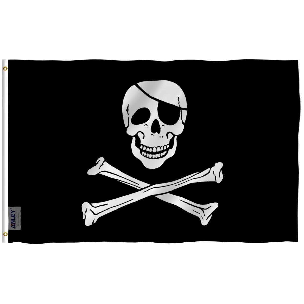 Anley Fly Breeze 3×5 Foot Jolly Roger Flag with Patch Pirate Flags Polyester